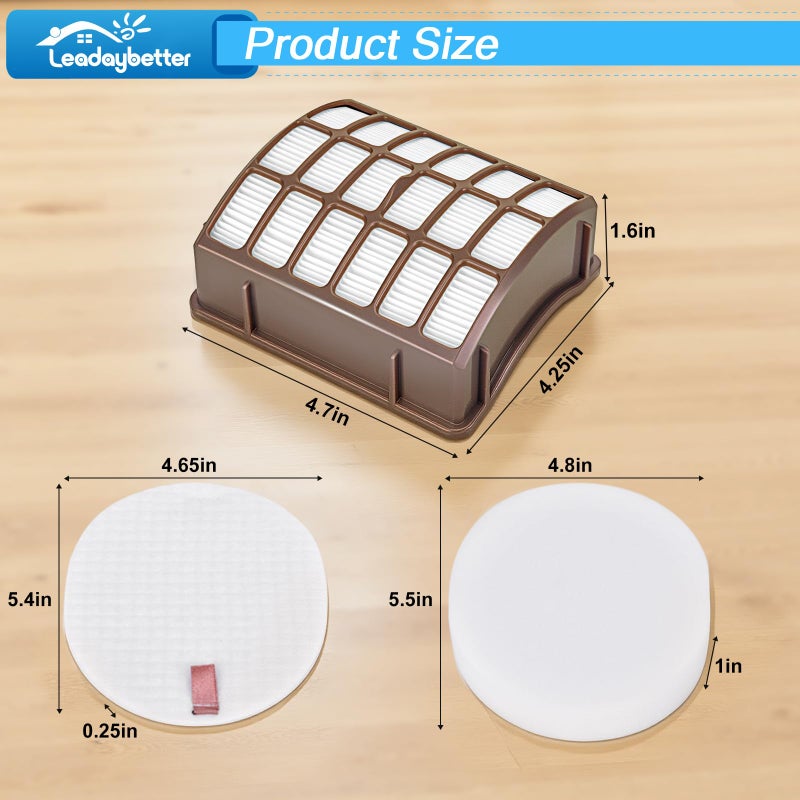 Leadaybetter 2 HEPA + 4 Foam & Felt Filters for Shark Navigator Professional (NV70 NV71 NV80 NVC80C UV420) and Rotator Professional XL Capacity (NV90 NV95), Compare to Part # XFF80 & XHF80 - Image 3